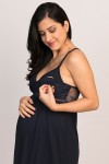Bata maternidad y lactancia algodón pima Alessia Azul