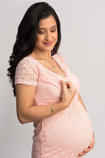 Vestido de Maternidad Lactancia Melinda Rosa