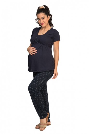 Pijama Maternidad y Lactancia Camila Puntos Menta
