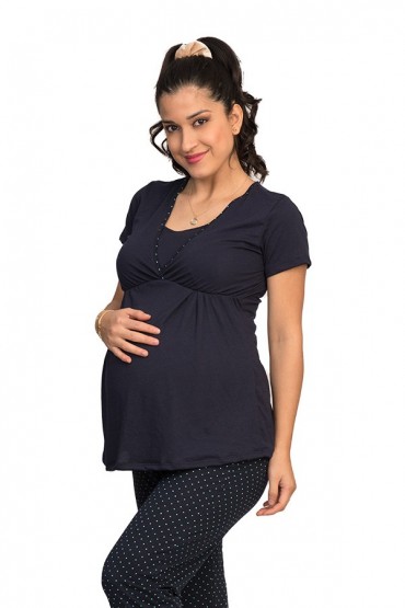 Pijama Maternidad y Lactancia Camila Puntos Menta