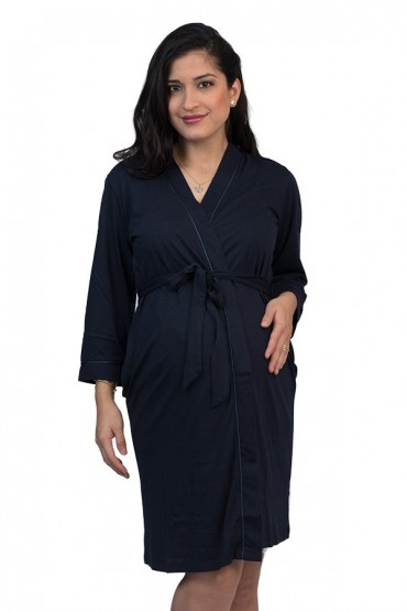 Bata Algodón Pima Madeline Azul