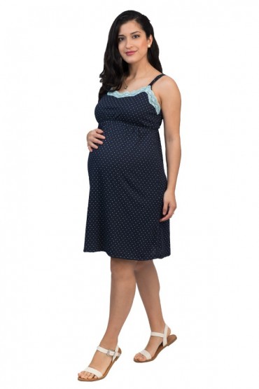 Camisón Maternidad y lactancia Algodón pima Bella puntos menta