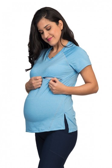 Camiseta Deportivo Maternidad y Lactancia Celeste