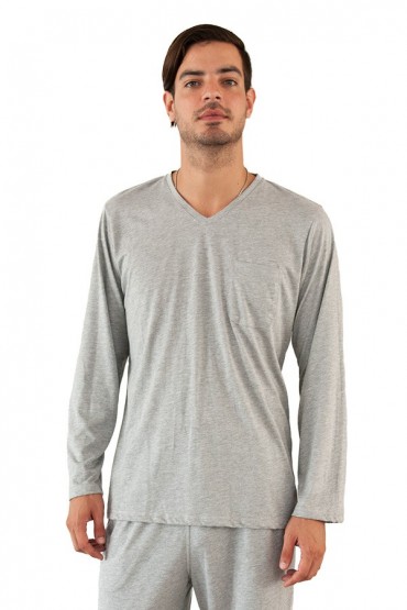 Pijama hombre Polo y Pantalón Gris - B Up Him