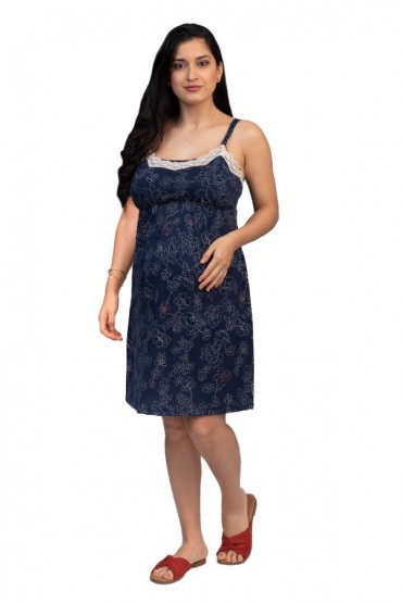 Camisón Maternidad y Lactancia Algodón pima Bella Flores Delineadas