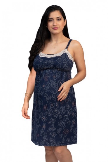 Camisón Maternidad y Lactancia Algodón pima Bella Flores Delineadas