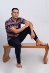 Pijama Pantalon Navy Rayas Rojas - B Up Him