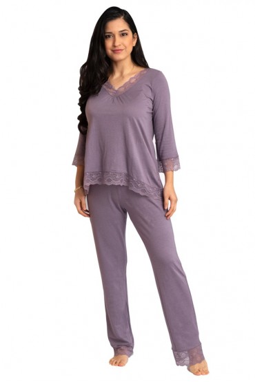 Pijama de Algodón Ema Purple Ash Manga Larga