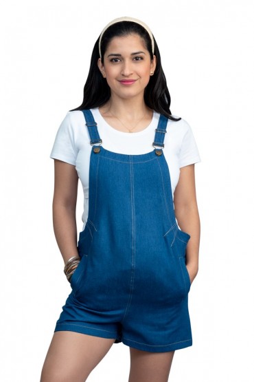 Overol Short maternidad y Postparto Denim