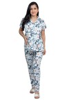 Pijama de Lactancia Paige Print Verde Flores Blancas