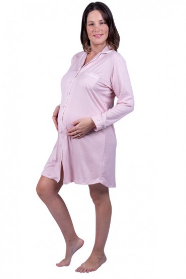 Camisón de Lactancia Paige Rosa Lunares