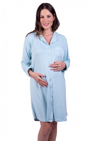 Camisón para embarazada postparto Paige Aqua Piel de Durazno