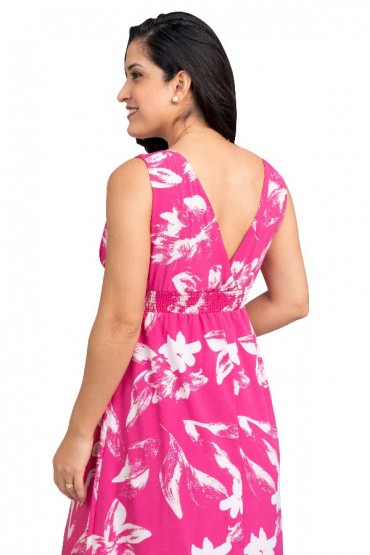 Vestido Baby Shower Diana Fucsia Flores Blancas