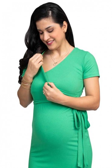Vestido de Maternidad y Lactancia Kirly Verde Perico