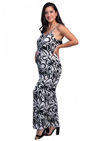 Enterizo de Maternidad Tami Blanco con Negro