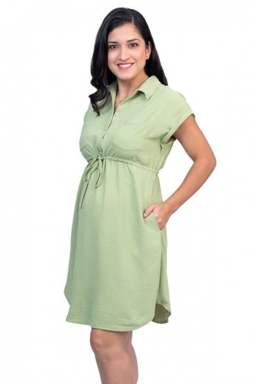 Vestido Camisero de Maternidad Moni Pistacho