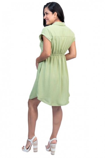 Vestido Camisero de Maternidad Moni Pistacho