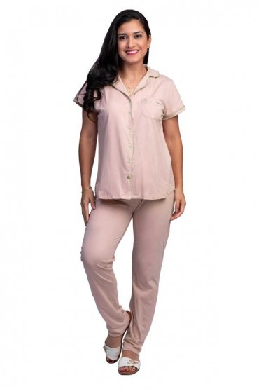 Pijama Lactancia algodon pima Paige Rosa Pantalón