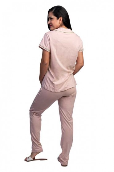 Pijama Lactancia algodon pima Paige Rosa Pantalón