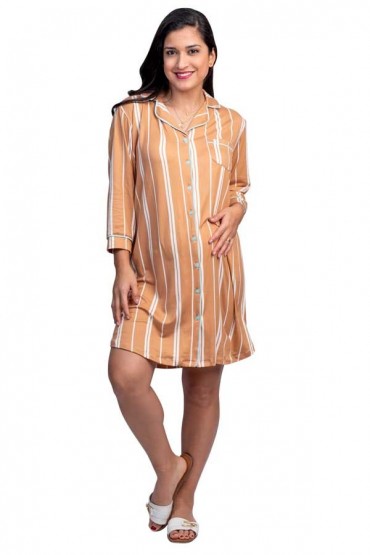 Camisero de Maternidad y Lactancia Paige Rayas Camel