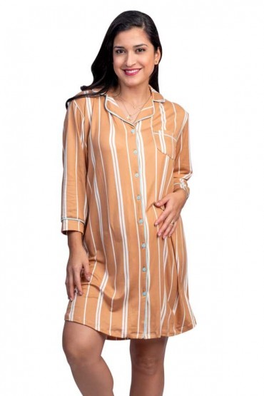 Camisero de Maternidad y Lactancia Paige Rayas Camel