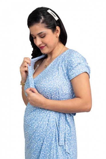 Vestido de Maternidad y Lactancia Divine Celeste Flores