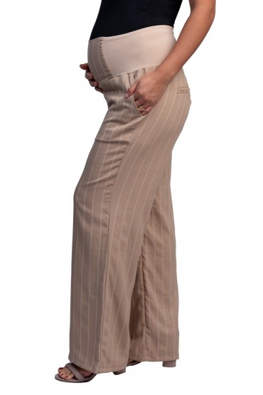 Pantalón de Embarazo Viña Beige Rayas
