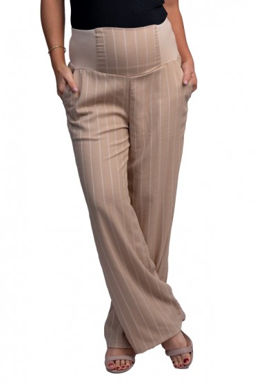 Pantalón de Embarazo Viña Beige Rayas