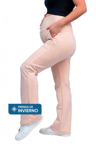 Pantalón de Embarazo Boca Ancha Jecy Beige Invierno