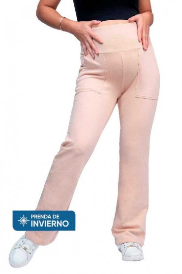 Pantalón de Embarazo Boca Ancha Jecy Beige Invierno