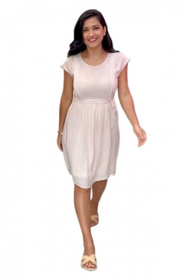 Vestido de Maternidad y Lactancia Estella Rayas Beige