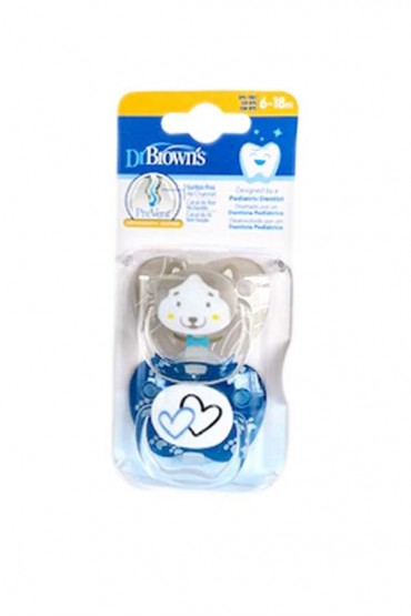 Chupones PreVent 6 a 18 meses Perrito & Corazones Dr Brown's