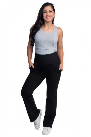 Pantalón de Embarazo Bota Ancha Jecy Negro Verano
