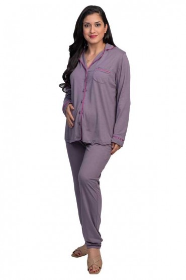 Pijama de Lactancia Peige Algodón Pima Purple Ash