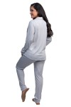 Pijama de Lactancia Paige Celeste Gris Manga Larga