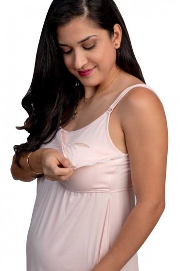 Camisón Maternidad y lactancia Algodón Pima Bella Rosa