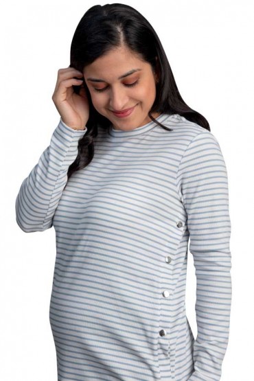 Polo de Maternidad y Lactancia Linda Ivory Rayas Celeste