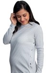 Polo de Maternidad y Lactancia Linda Ivory Rayas Celeste