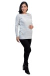 Polo de Maternidad y Lactancia Linda Ivory Rayas Grises