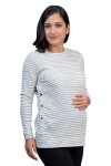 Polo de Maternidad y Lactancia Linda Ivory Rayas Grises