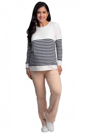 Polo de Lactancia ML Lina Ivory Rayas Azules