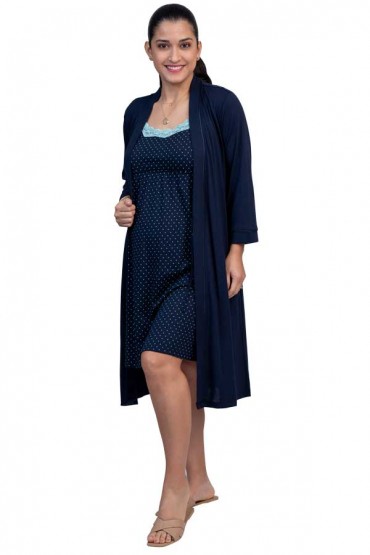 Bata Algodón Pima para cubrir Azul Madeline