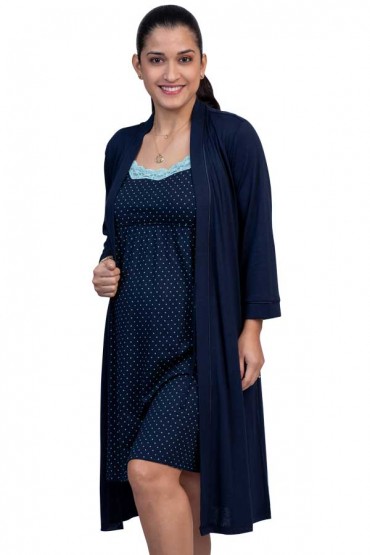 Bata Algodón Pima Madeline Azul