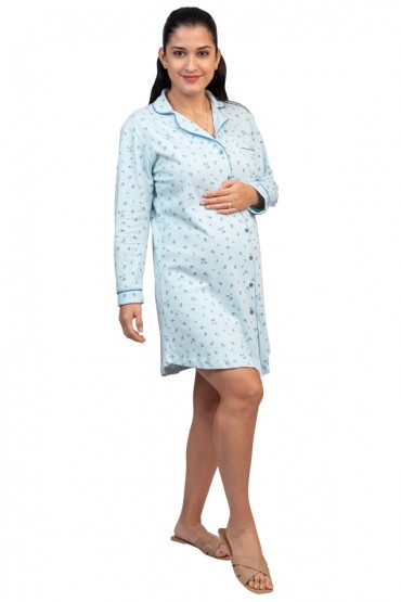 Camisón maternal postparto gamuza pima Paige Celeste Flores