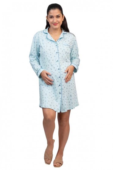 Camisón maternal postparto gamuza pima Paige Celeste Flores