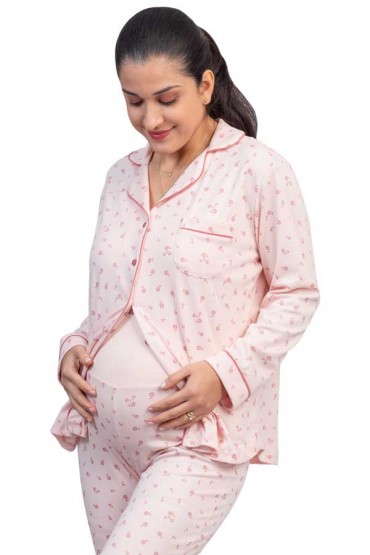 Pijama maternidad y Lactancia Paige Rosas Flores