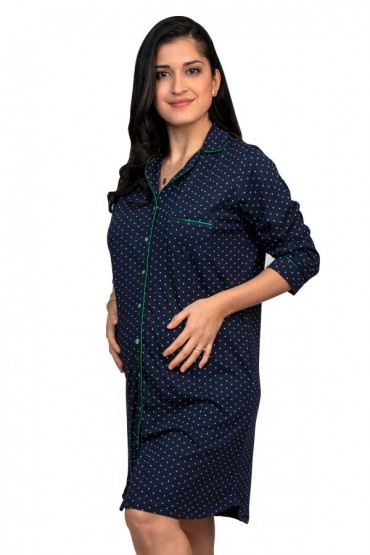 Bata de Maternidad y Lactancia Paige Puntos Menta