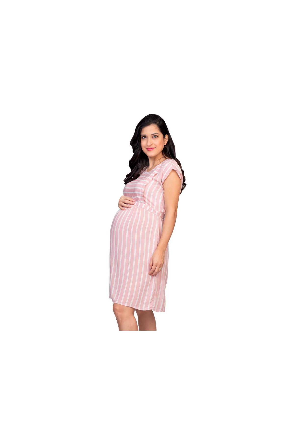 Maternity Rosa Vestido de Maternidad y Lactancia Estella Rayas Rosa | B Up Maternity ...