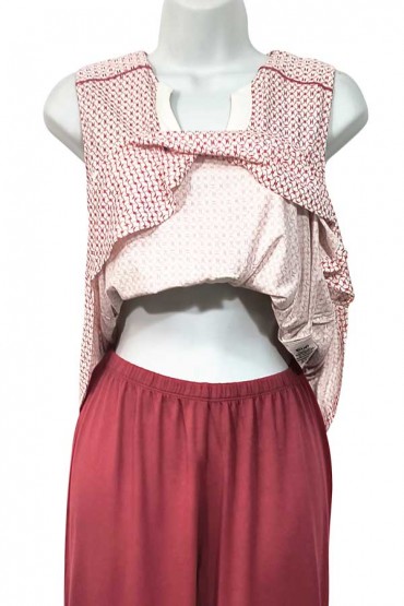 Pijama de Algodón Valentina Pantalón Rombos Rojos