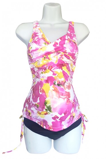 Bikini Materno Flores Acuarela Fucsia